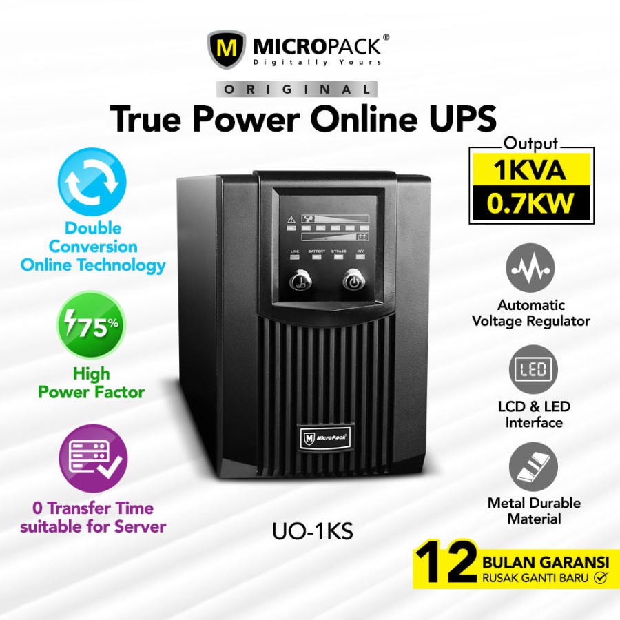 Micropack UPS True Power Online 1KVA (UO-1KS)