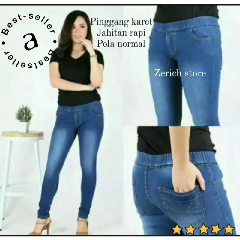 CELANA PINGGANG KARET JEANS / LEGGING JEANS STRETCH SKINNY