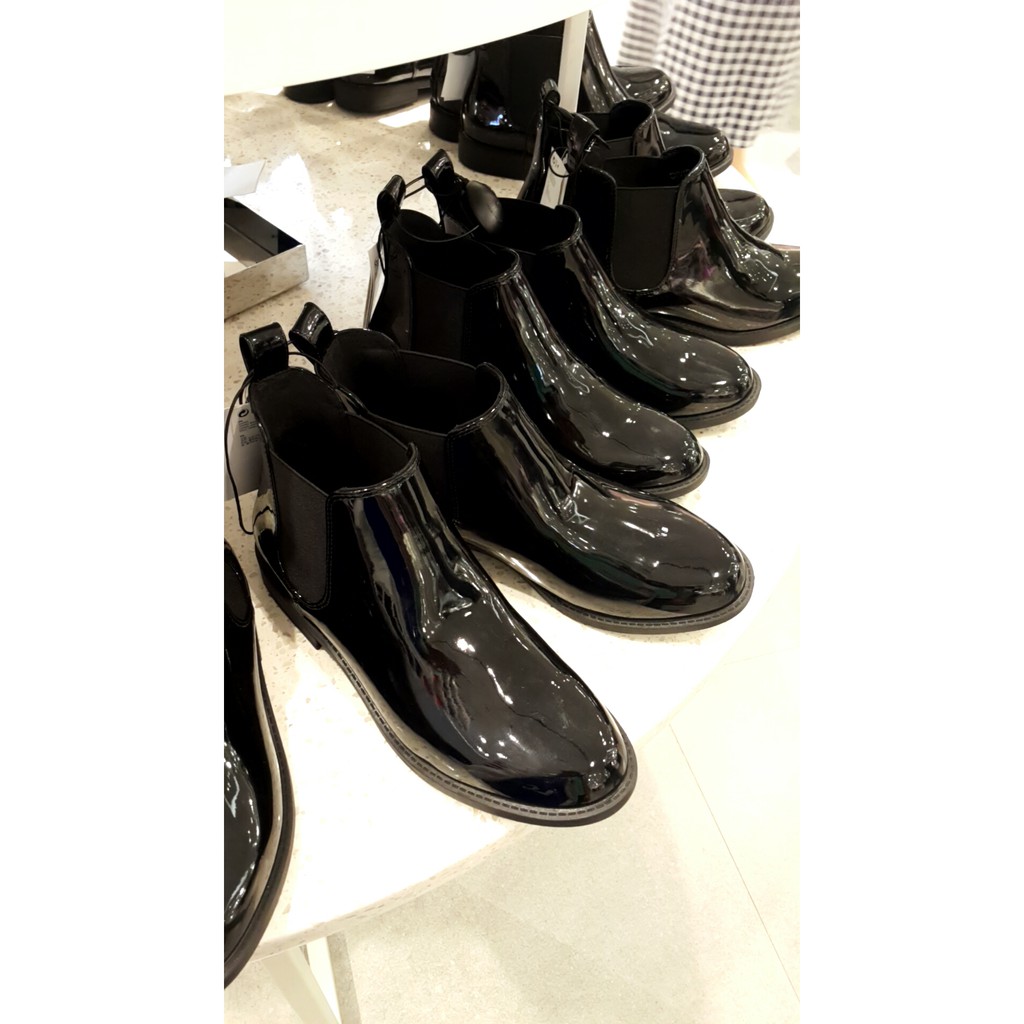 H&M Shoes Sepatu boots glossy black. sepatu hnm murah & original. ready stock surabaya