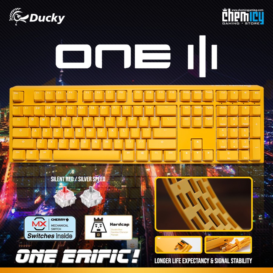 Ducky One 3 Fullsize Yellow Hotswap RGB Mechanical Gaming Keyboard