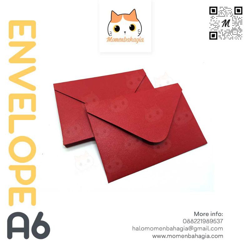 

Amplop A6 Jasmine Red Merah Tebal Premium 11x16 Rounded