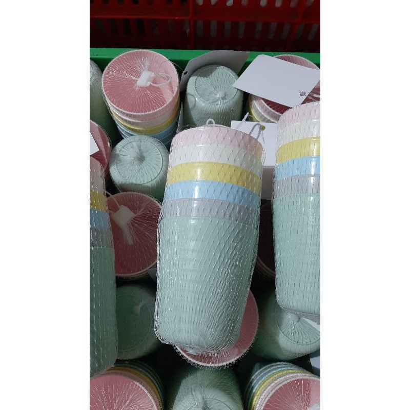 Gelas Macaron Set Gelas Plastik isi 6 pcs Cup Macaron Gelas Pastel