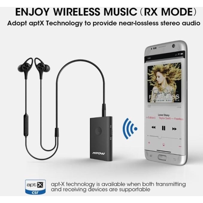 Mpow Bh283 Bluetooth Wireless Receiver Transmitter 2 In 1 Adapter Aptx Termurah