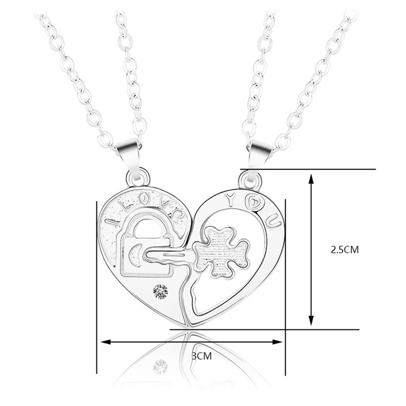 Fancyqube Kalung Liontin Kunci Hati Love You Bahan Titanium Steel Untuk Pasangan