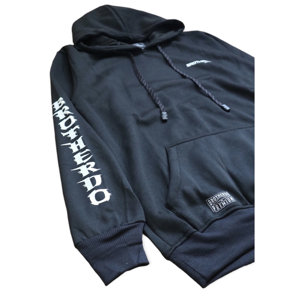 Brotherdo hoodie sweater pria wanita hitam edision sablon gambar