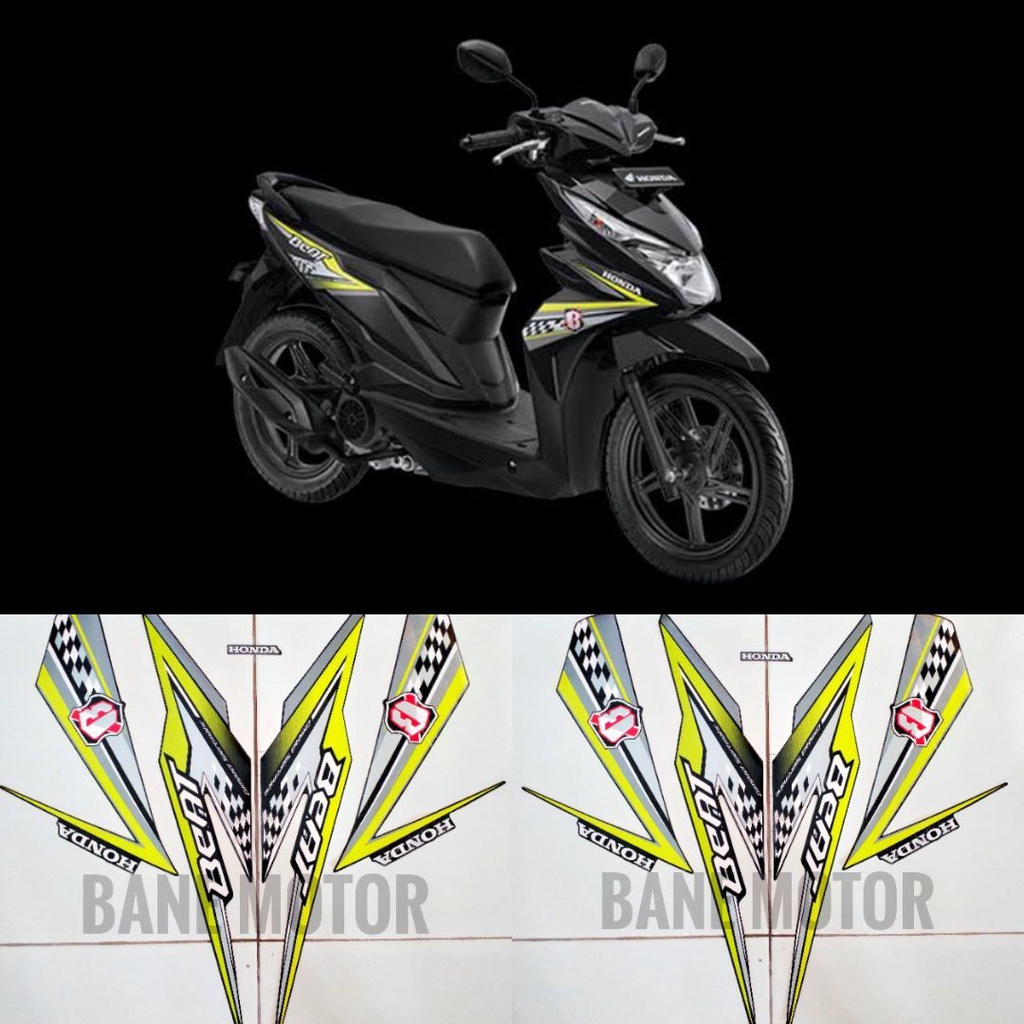stiker body Honda Beat 2017 hitam corak hijau - striping stiker motor Honda Beat new 2017 2018 hitam