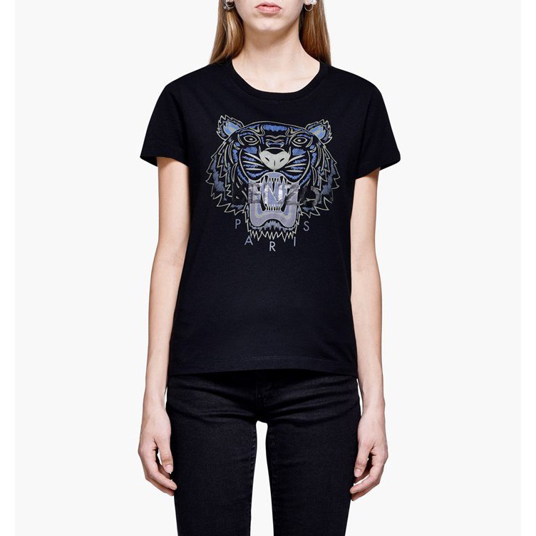 KENZO Women Tiger T-Shirt in Black/Blue/Grey