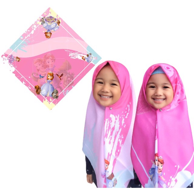 VOAL PRINTING MOTIF PRINCESS SHOFIYA / HIJAB ANAK KARAKTER KARTUN / JILBAB ANAK LUCU