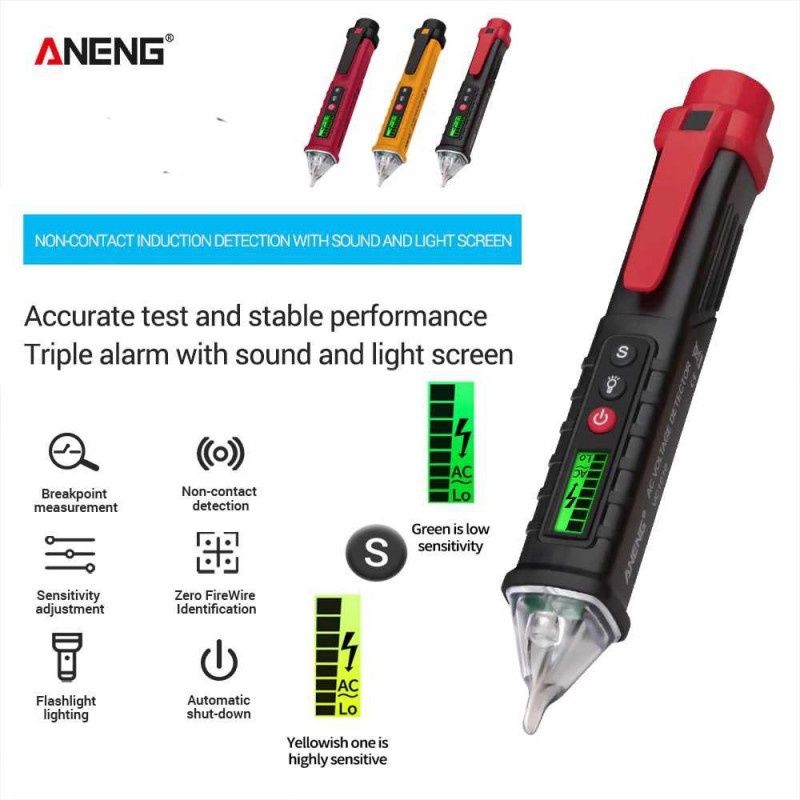 Tespen Tester Pen Non Contact AC Voltage Alert Detector 12V-1000V LCD