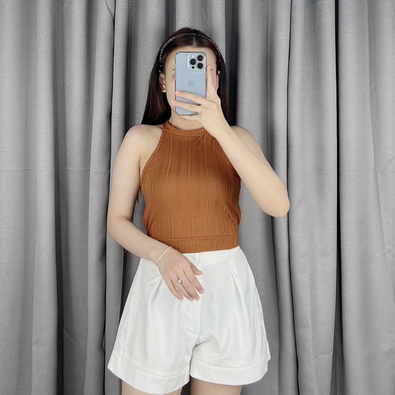 Wilona Halter rib | Crop top korea halter | Korea crop top