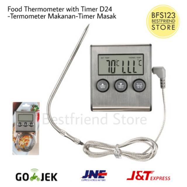 Food Thermometer with Timer D24-Termometer Makanan-Timer Masak