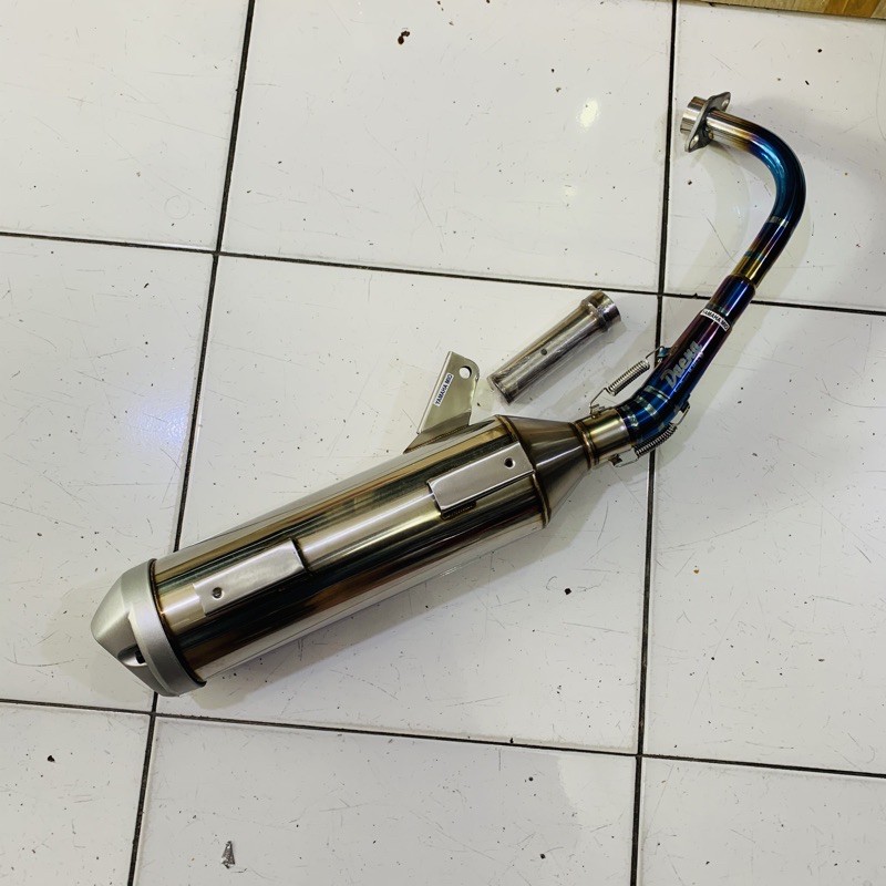 KNALPOT DAENG TSUKIGI STAINLESS LEHERAN TWOTONE MIO SMILE MIO SPORTY MIO SOUL FINO KARBU