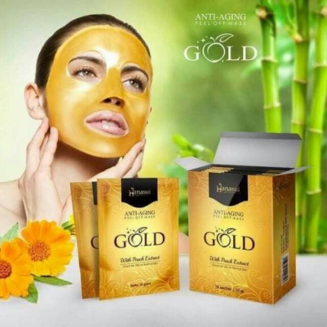 Hanasui Anti Aging Peel Off Mask GOLD MASKER NATURGO GOLD ANTI AGING BY HANASUI persachet