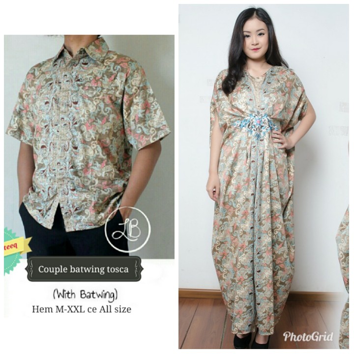 SB Collection Couple Dress Maxi Aldys Longdress Kaftan Jumbo Dan Kemeja Batik Pria