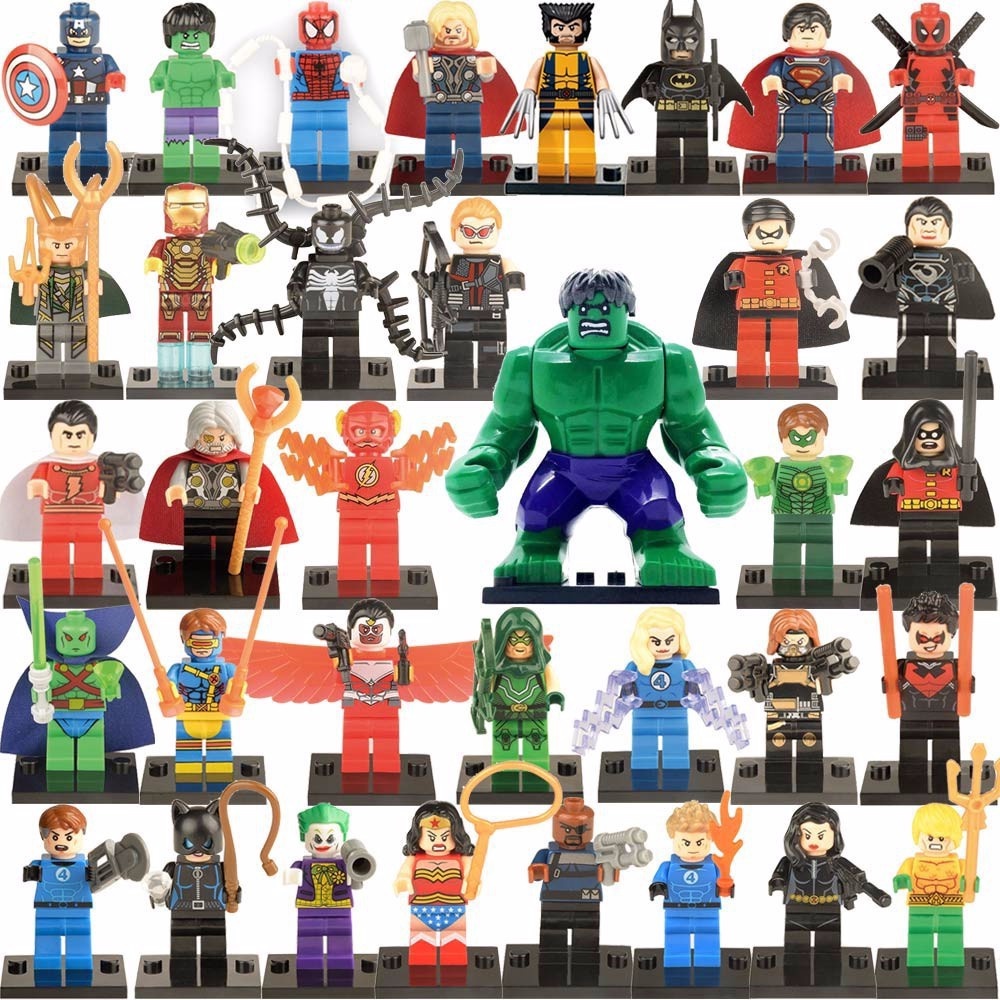 35pcs / Set Mainan Balok Bangunan Super Heroes / Captain America / Spiderman / Batman