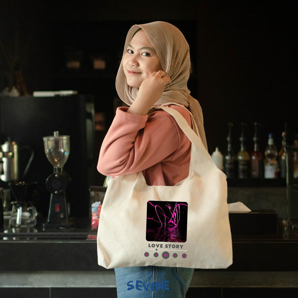 Sevine Tote Bag Kanvas Bonnie Tas Aesthetic Wanita Kuliah Fashion Laptop Sekolah Totebag Vintage Series - XJ