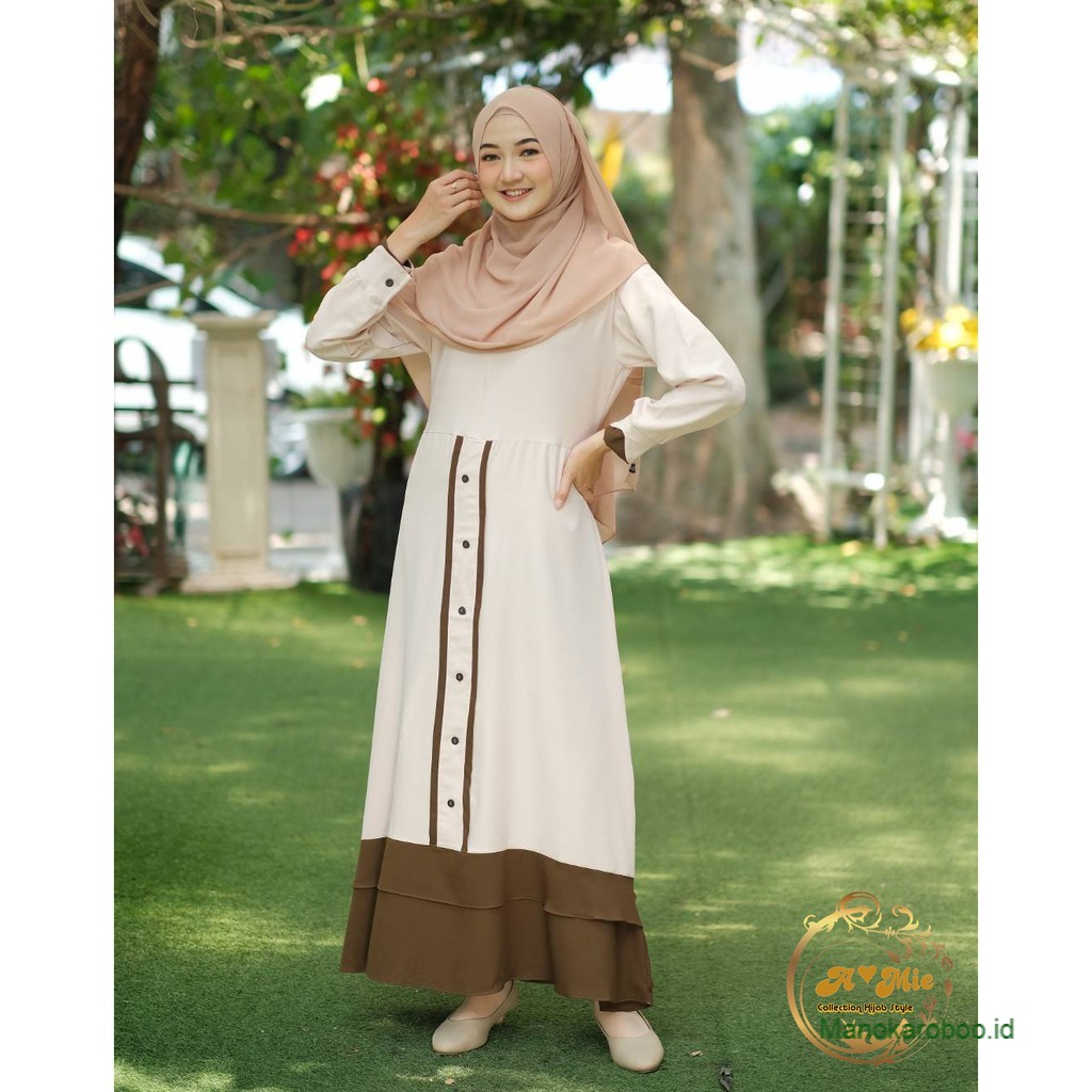 Gamis Terbaru/  Dinda Maxi IT Crepe / Fashion Muslim /Gamis  Busui  / Var Almond Army/ Gamis Cantik