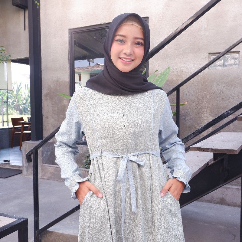 gamis katun madina kombinasi