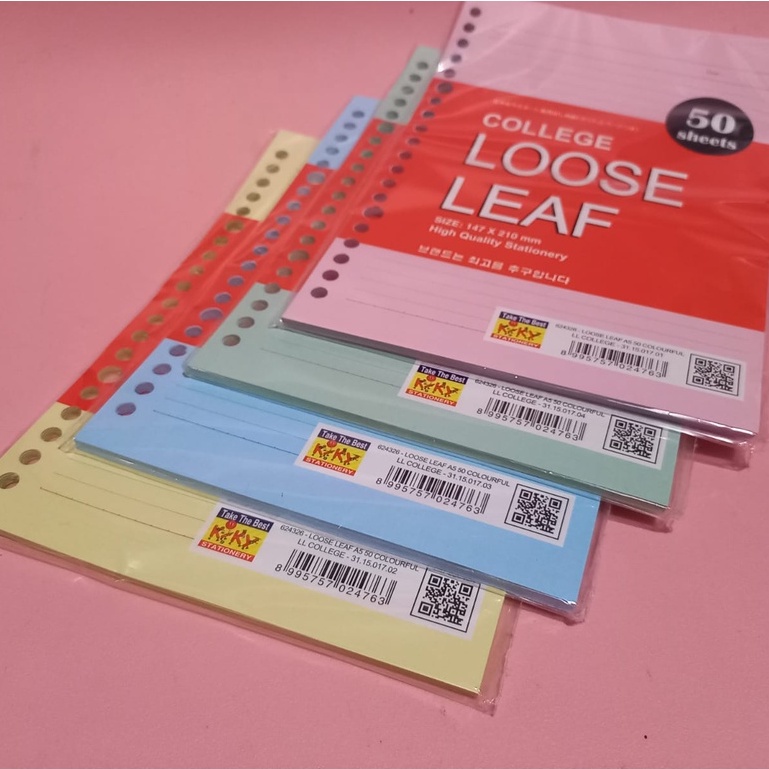 Loose Leaf A5 Warna Isi 50 Lembar - Loose Leaf Kiky