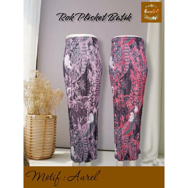 (BunGO) Rok Batik Plisket Motif AURELL - Bawahan Kebaya - Setelan Kemeja Tunik - Rok Span - Rok Kond