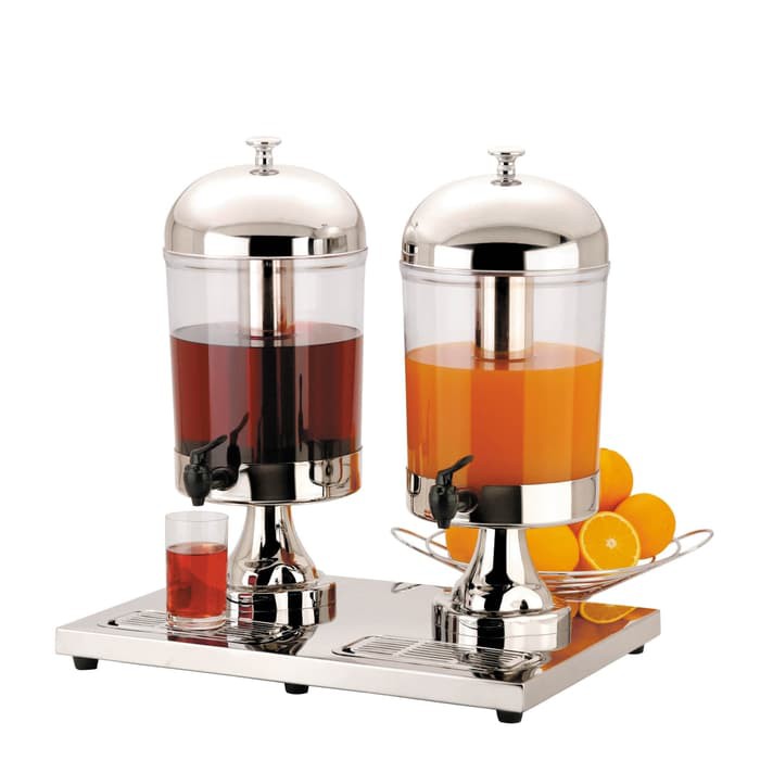 Hotel Juice Dispenser DOUBLE 2x8L Stainless / dispenser tower double