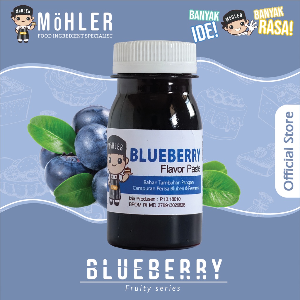 MOHLER Pasta perisa pewarna BLUEBERRY (KLIK KOMBO HEMAT UNTUK BELI 1 GRATIS 1)