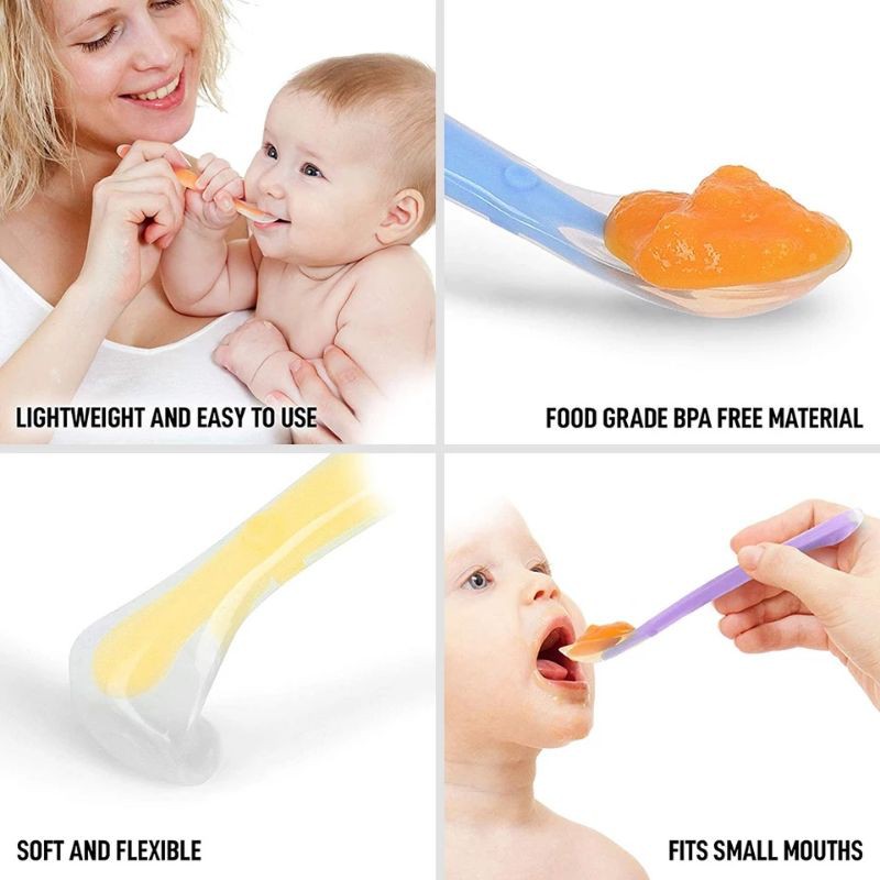 Sendok Makan Bayi Baby Safety Spoon Silikon Sensor Panas Lentur Feeding Aman