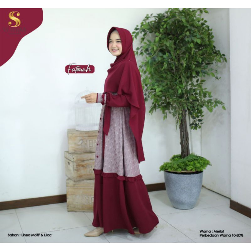 ready stock fatimah set by ss hijab / gamis syari premium /gamis lebaran 2022/ gamis branded