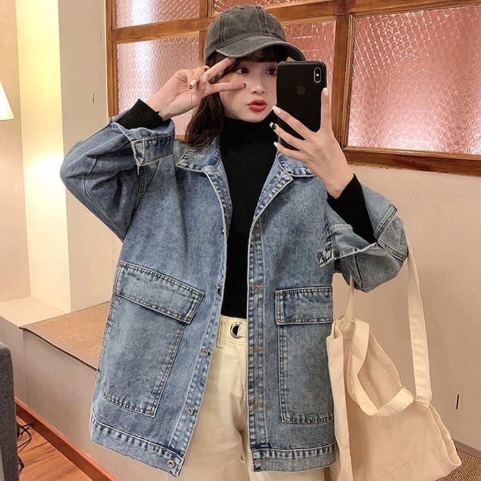 JAKET WANITA JENNIE JEANS OVERSIZE KOREAN STYLE TERBARU