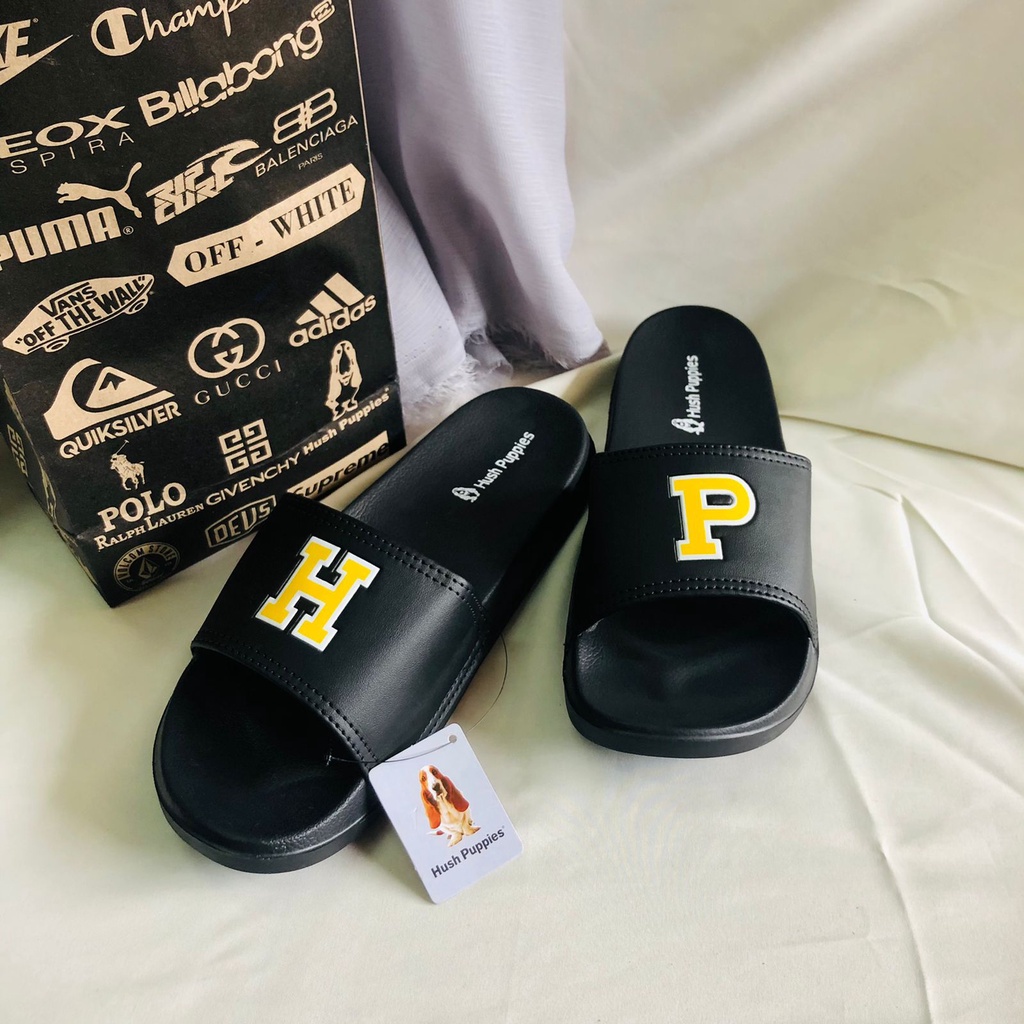 SLOP HP KUNING SANDAL + PAPERBAG HUSH PUPPIES / SENDAL SLOP SLIDE PRIA WANITA GRADE ORI