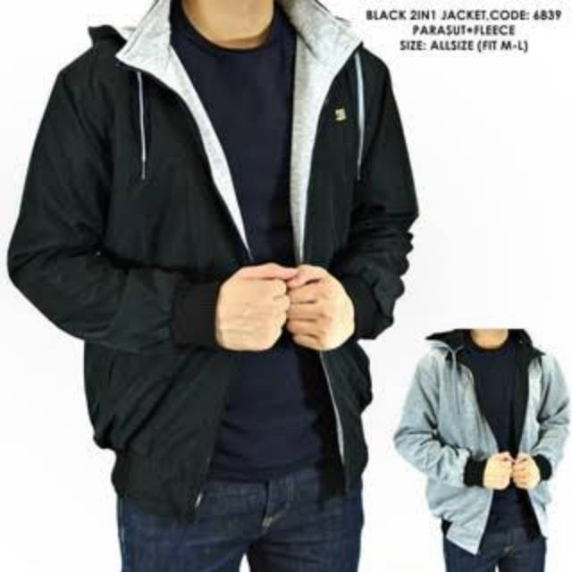 JAKET BOLAK BALIK PRIA BB 2in1 PARASUT FLEECE ALL SIZE L XL XXL