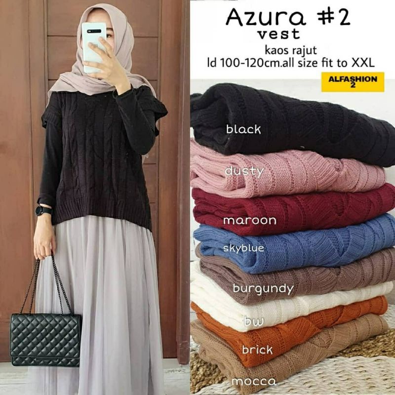 Azura #2 Vest, OUTER WANITA CANTIK BAHAN KAOS RAJUT LD 100-120 TERMURAH TERJUMBO