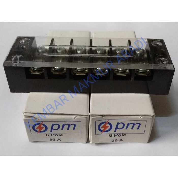 Terminal Blok 30A 6pole / STB30-6P merk PM / Isolator 30Ampere 6 pole / Terminal Block PM 6P 30A