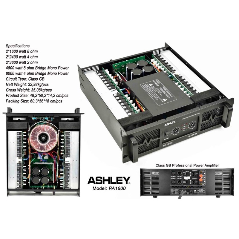 Power Amplifier Ashley PA1600 PA 1600 Class GB ORIGINAL