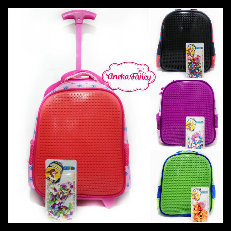 TAS LEGO TROLI TAS SEKOLAH ANAK TK TAS IMPORT BERMAIN LEGO - FUCHSIA KODE 347