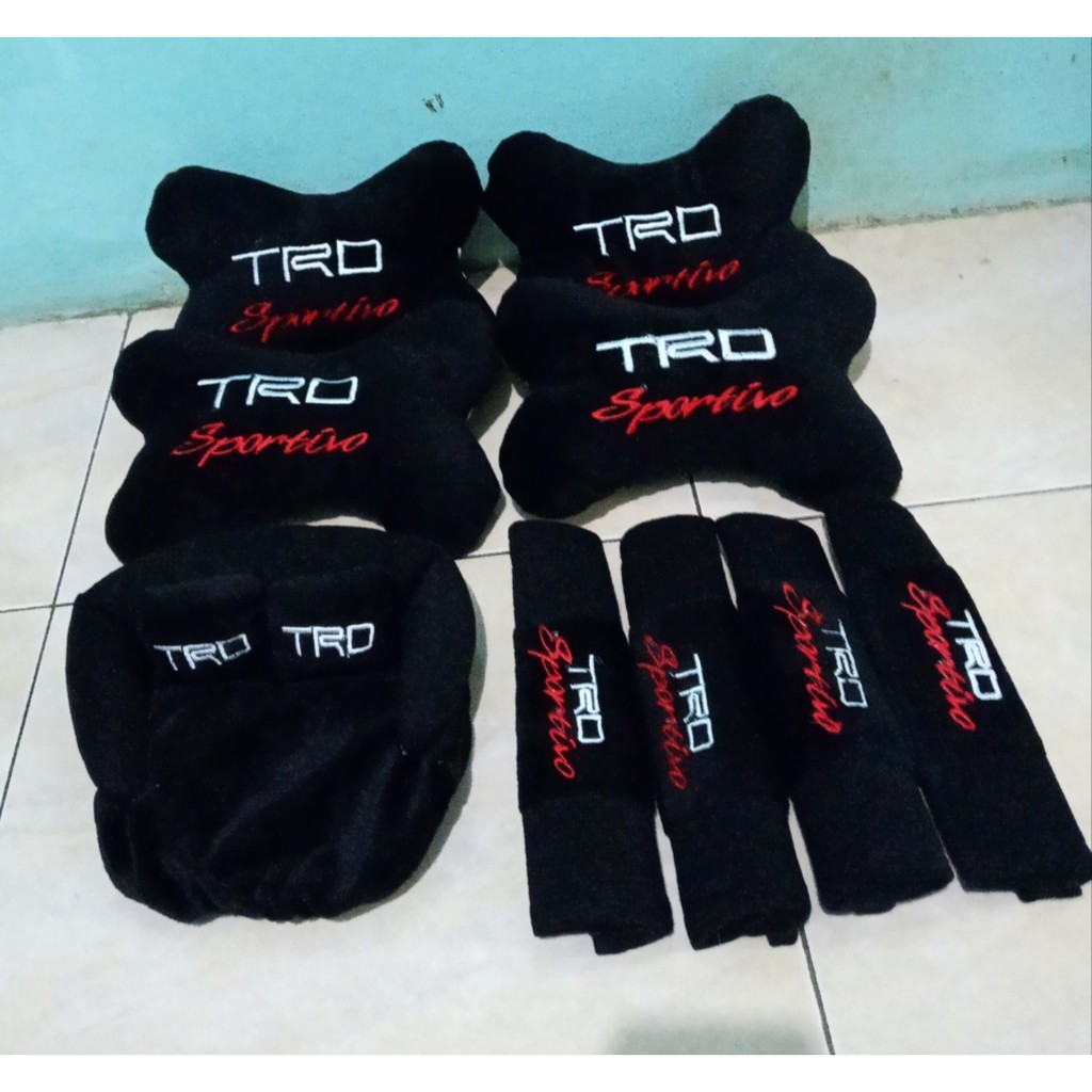 Bantal Mobil TRD SPORTIVO Hitam Bantal Isi 4 Sandaran Leher Kepala Trd Sportivo Black