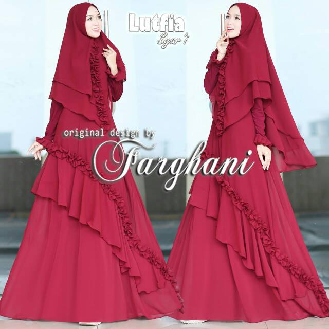 Gamis Syari Polos Rempel Cerruty mix Jersey Lutfia Ori Branded by Farghani