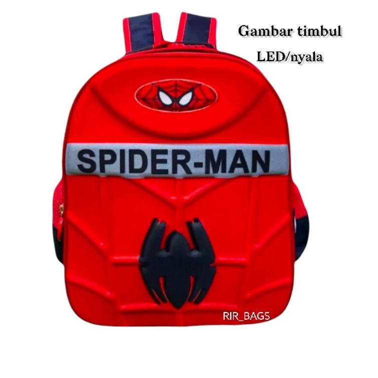 Tas sekolah anak spuderman TK LED/Tas ransel sekolah anak TK LED/Tas anak karakter Spiderman TK/Tas 