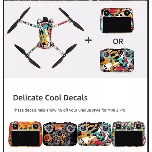 Sunnylife Decals Colored Stickers Protective Film Skin DJI Mini 3 Pro