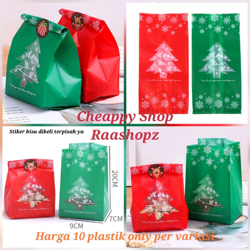 10pcs Plastik Cookies Natal Plastik Permen Natal Plastik Natal Cookie Plastik Natal Coklat Plastik N