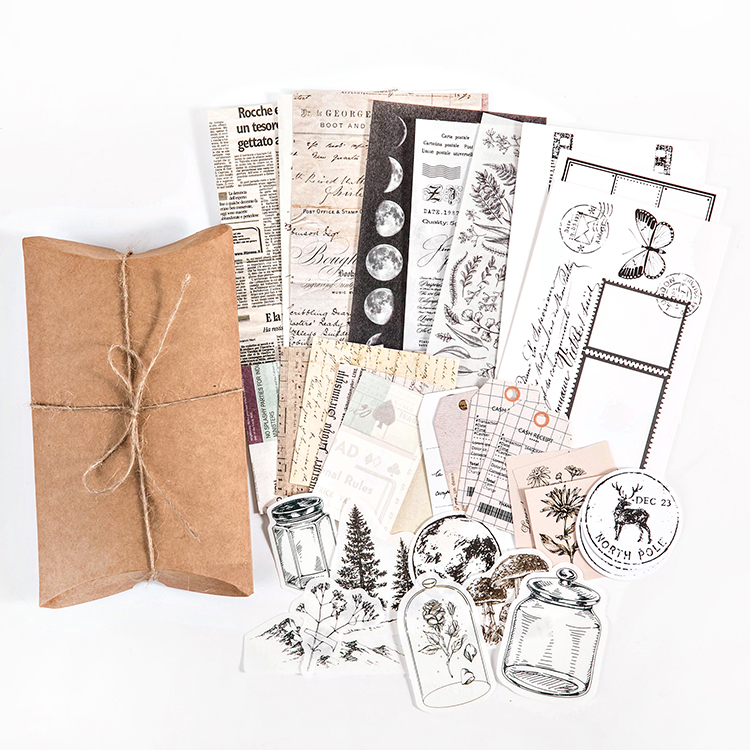30 Pcs / Set Bahan Tekstil Desain Kupu-Kupu Bulan Gaya Vintage 6 Desain Untuk Dekorasi Album Jurnal Scrapbook-2
