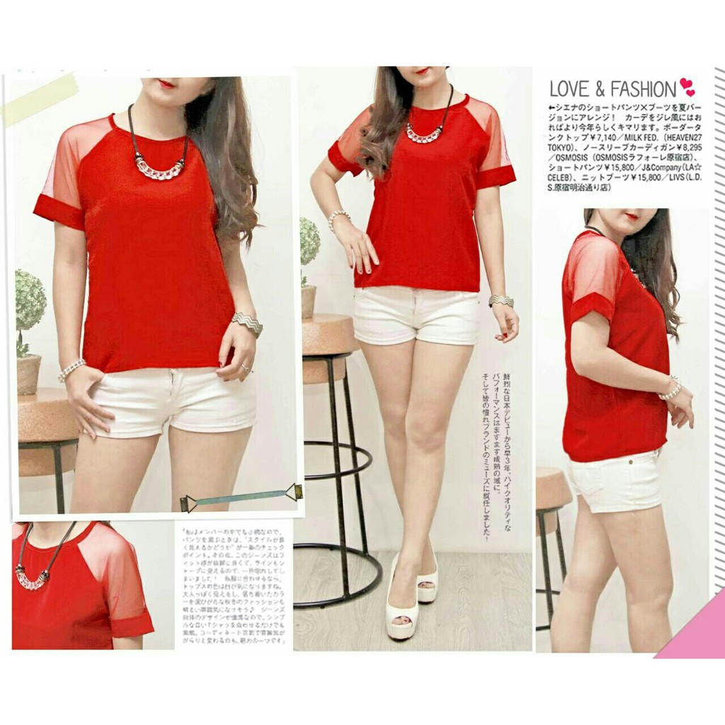 NEW [zara red tile RO] blouse wanita twiscont merah KUALITAS BAGUS