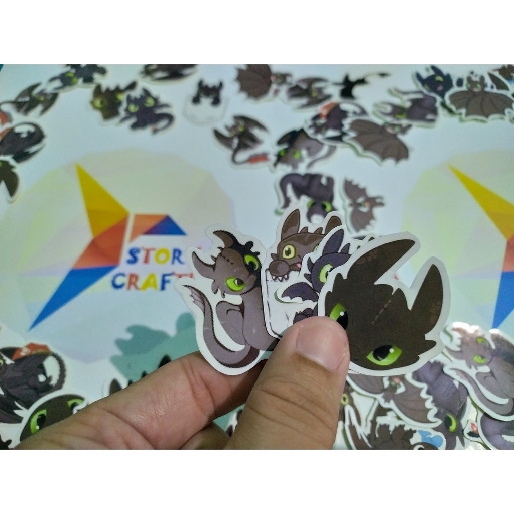 Sticker Kartun Naga Dragon Kelalawar Bat Hitam Lucu Imut Bahan Glosy Chromo Murah