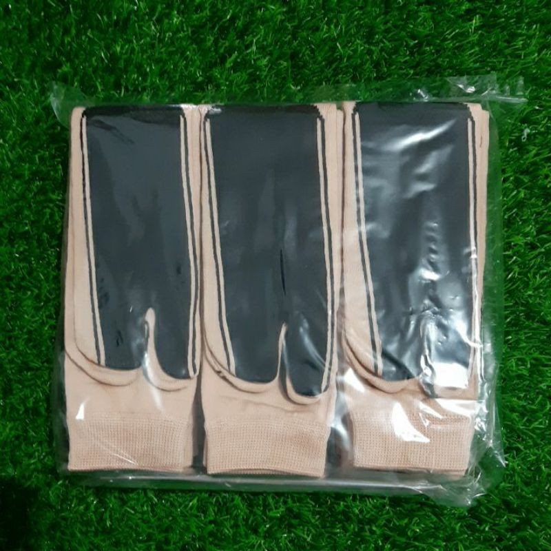 (isi 12 pasang) kaoskaki jempol panjang telapak hitam dewasa polyester nokemas ukuran L-1