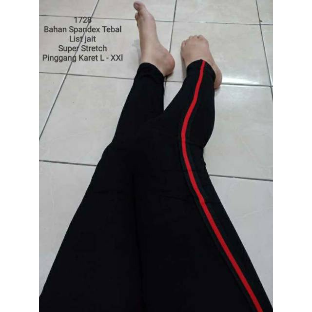  Legging  List Red 1728 bahan  Spandex tebal  super stretch 