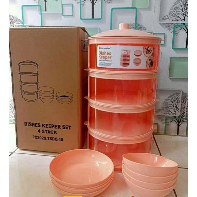 Tudung saji 4 stack / Tudung Saji Dishes Keeper / Tudung saji technoplast
