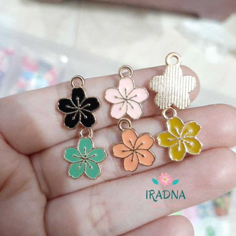 Bandul Kalung Liontin Gelang Enamel Bunga Sakura Bahan Craft DIY Aksesoris Korean Style