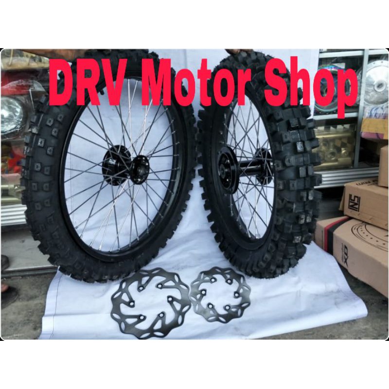 Velg KLX 18-21 lengkap Ban Tromol ORI KLX Aman Buat Trabas - velg Trail 18-21 Full Set