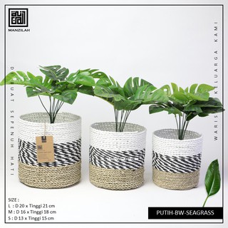 Keranjang Anyaman  Cover Pot  Tanaman  Bahan Seagrass Pandan 