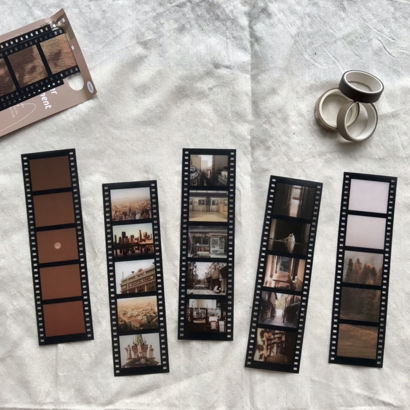 

Photofilm strip vintage sticker set for journal